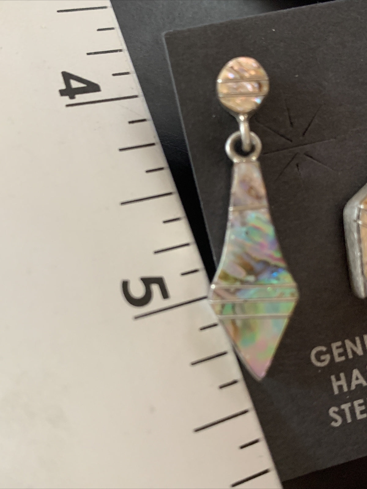 Native Pava Shell Minimalist Navajo Sterling Silver Inlay Earrings 1" 13071