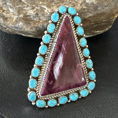 Statement Cluster Turquoise Purple Spiny Navajo Sterling Silver Ring Sz 10 19103