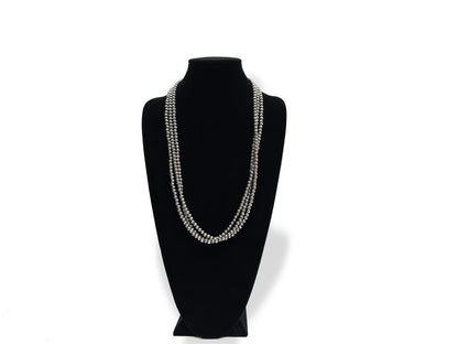 Native American 6mm Sterling Silver Navajo Pearls 96" Single Strand Necklace