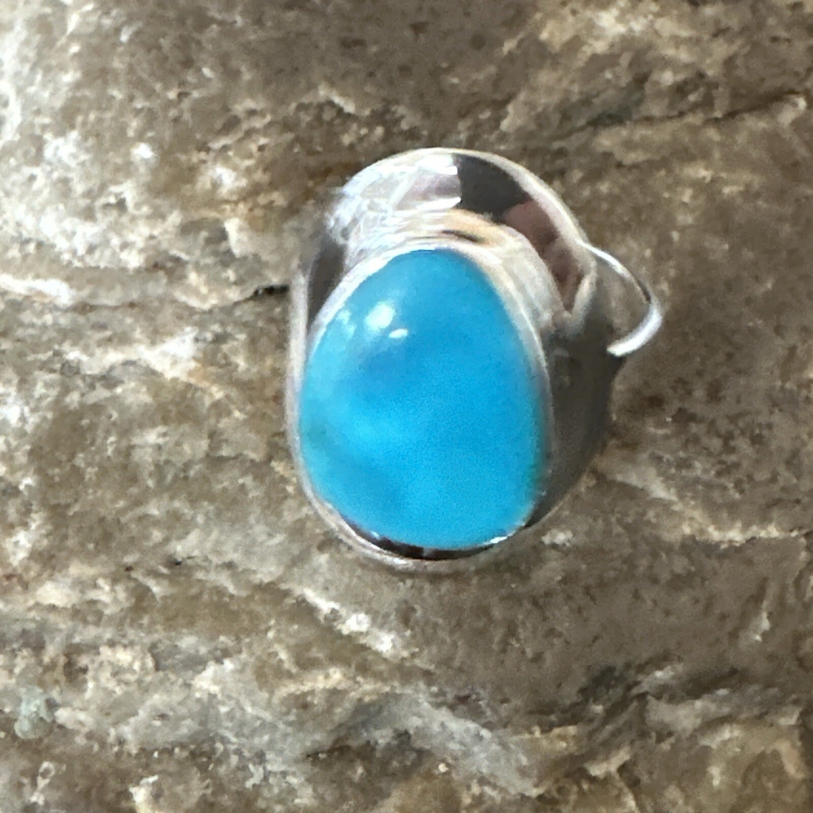 Southwestern Sterling Silver Blue Kingman Turquoise Ring Size 7 18508