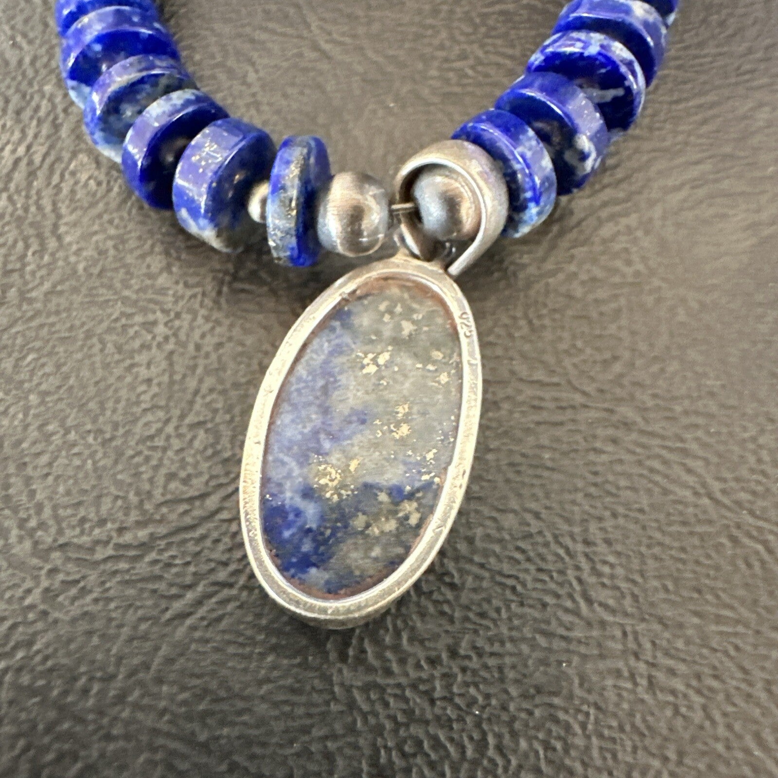 Mens Womens Blue Lapis Lazuli Navajo Sterling Silver Pendant Necklace 22” 18338