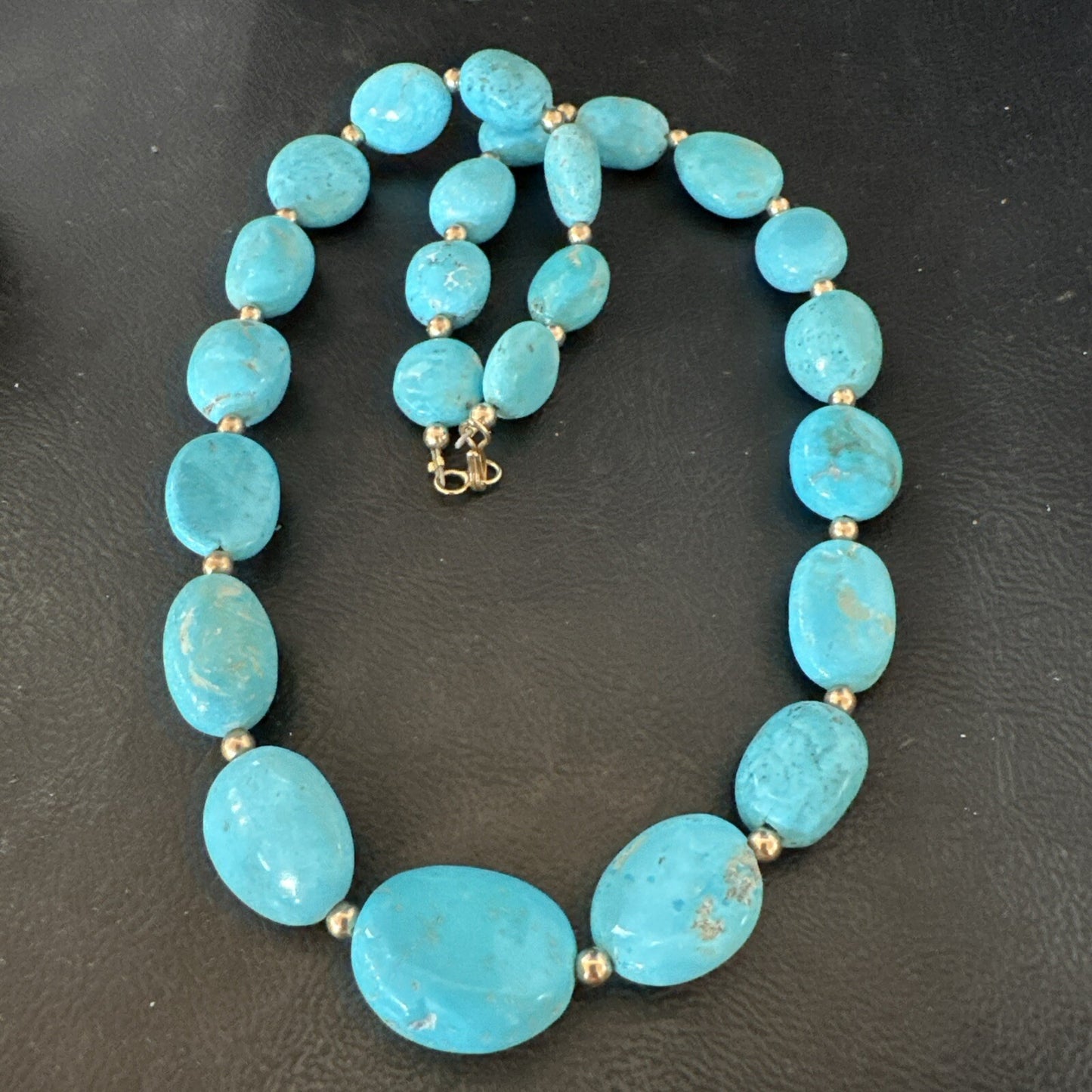 Authentic Gold filled Blue Sleeping Beauty Turquoise Navajo Necklace 20” 18607
