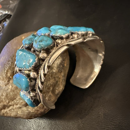 Sleeping  Beauty Kingman Turquoise Navajo Sterling Silver Cuff Bracelet 18138