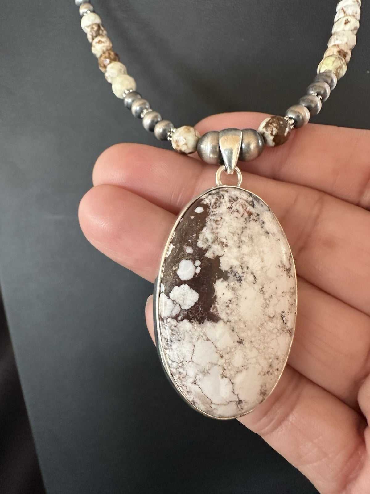 Mens Womens Wild Horse Turquoise Pendant Navajo Sterling Silver Necklace 19539
