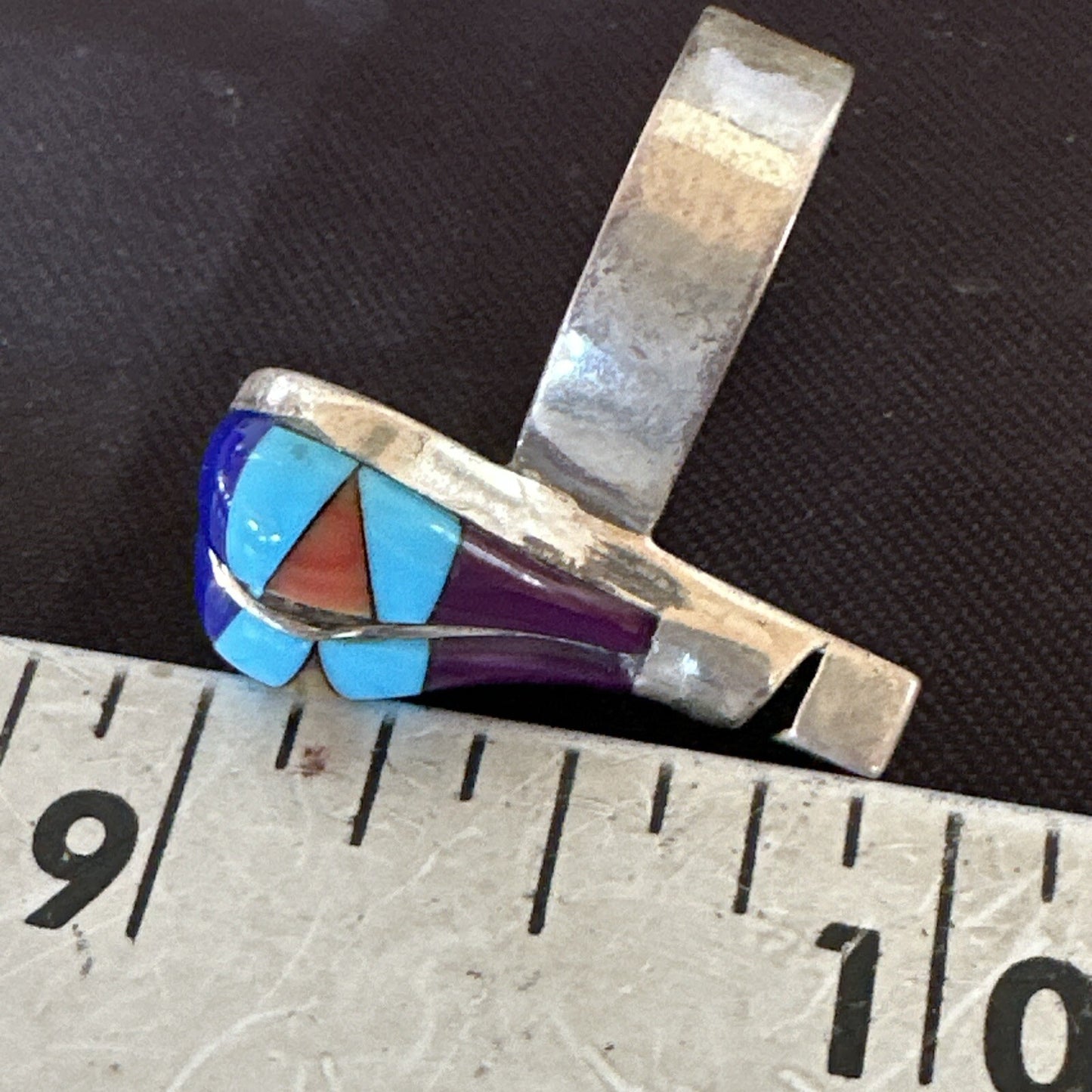 Navajo Balloon Blue Lapis Multicolor Turquoise Inlay Band Ring Sz 7 18190