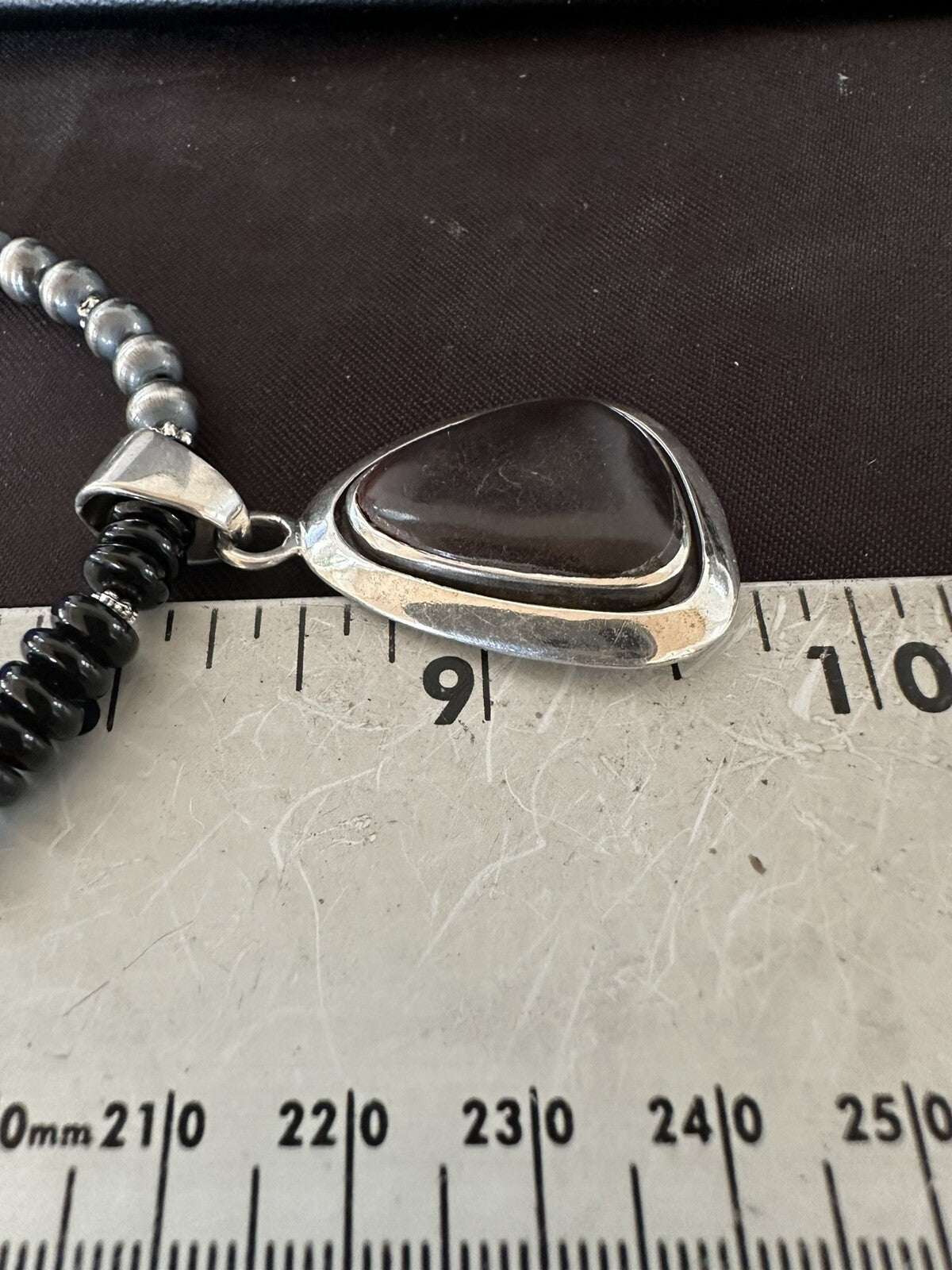 Mens Womens Black Stone Pendant Onyx Sterling Silver Beads Necklace 18334
