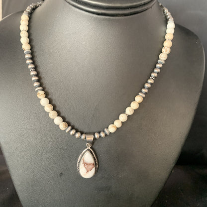 Native Navajo Pearls Purple Spiny Oyster Sterling Silver Necklace 4563