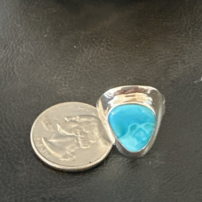 Southwestern Sterling Silver Blue Kingman Turquoise Ring Size 7 18507