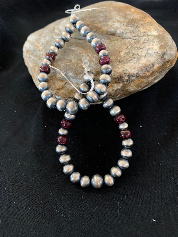 Purple Spiny Oyster Beads Navajo Earrings | Sterling Silver | Authentic Native American Handmade | 3248