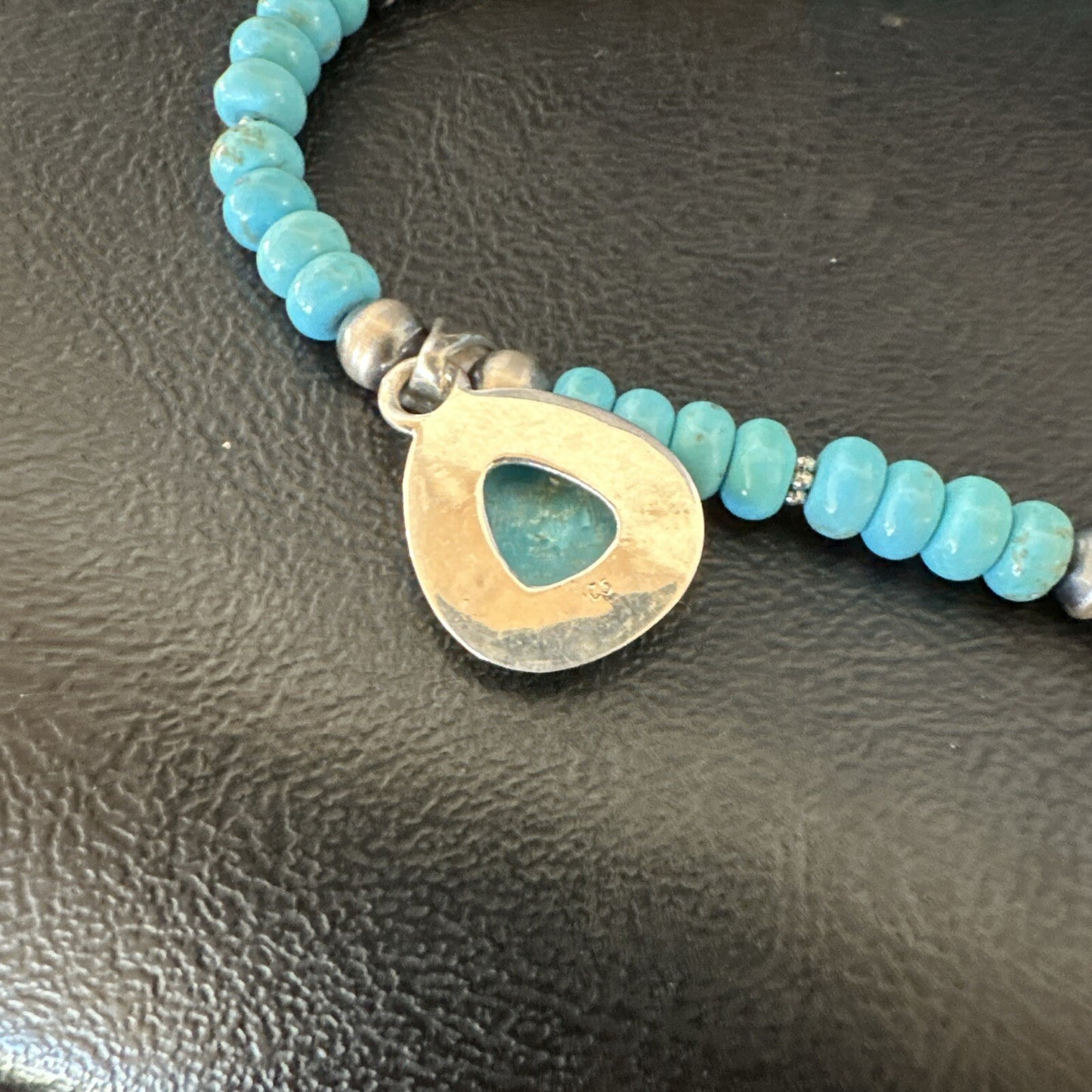 WoMens Blue Kingman Turquoise Pendant Navajo Sterling Silver Necklace 21" 18426