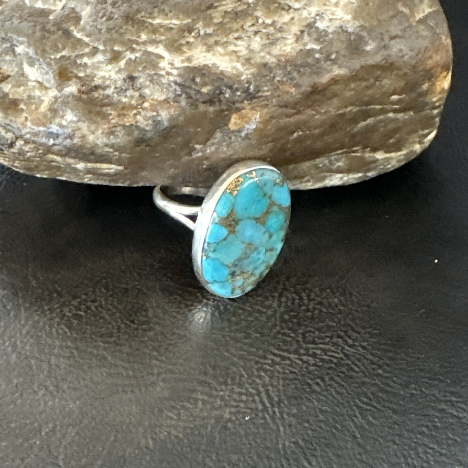 Mohave Native Navajo Sterling Silver Blue Turquoise Ring Sz 8 18243