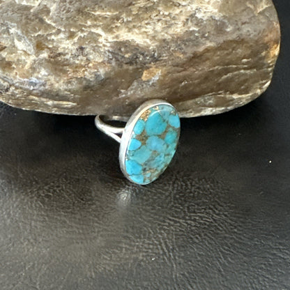 Mohave Native Navajo Sterling Silver Blue Turquoise Ring Sz 8 18243
