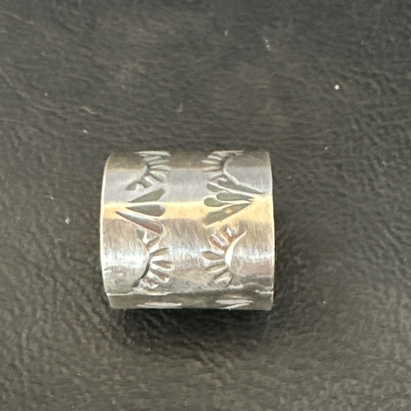 Mens Women Wedding Wide Band Navajo Stamped Sterling Silver Ring Size 7 19062