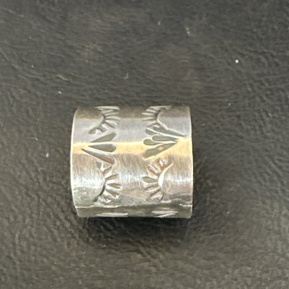 Mens Women Wedding Wide Band Navajo Stamped Sterling Silver Ring Size 7 19062