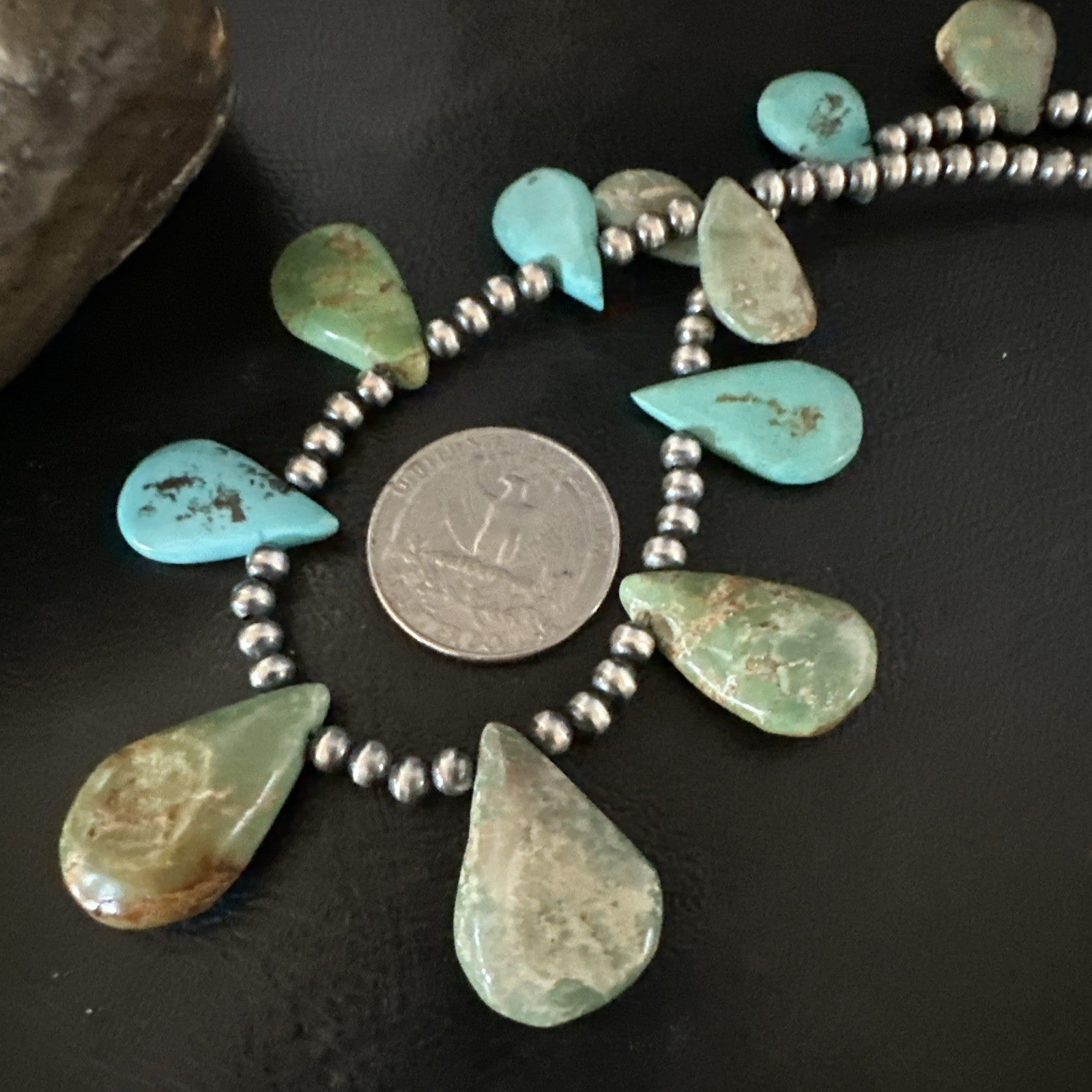 Navajo Pearls Sterling Silver Royston Turquoise 20" Necklace 19232