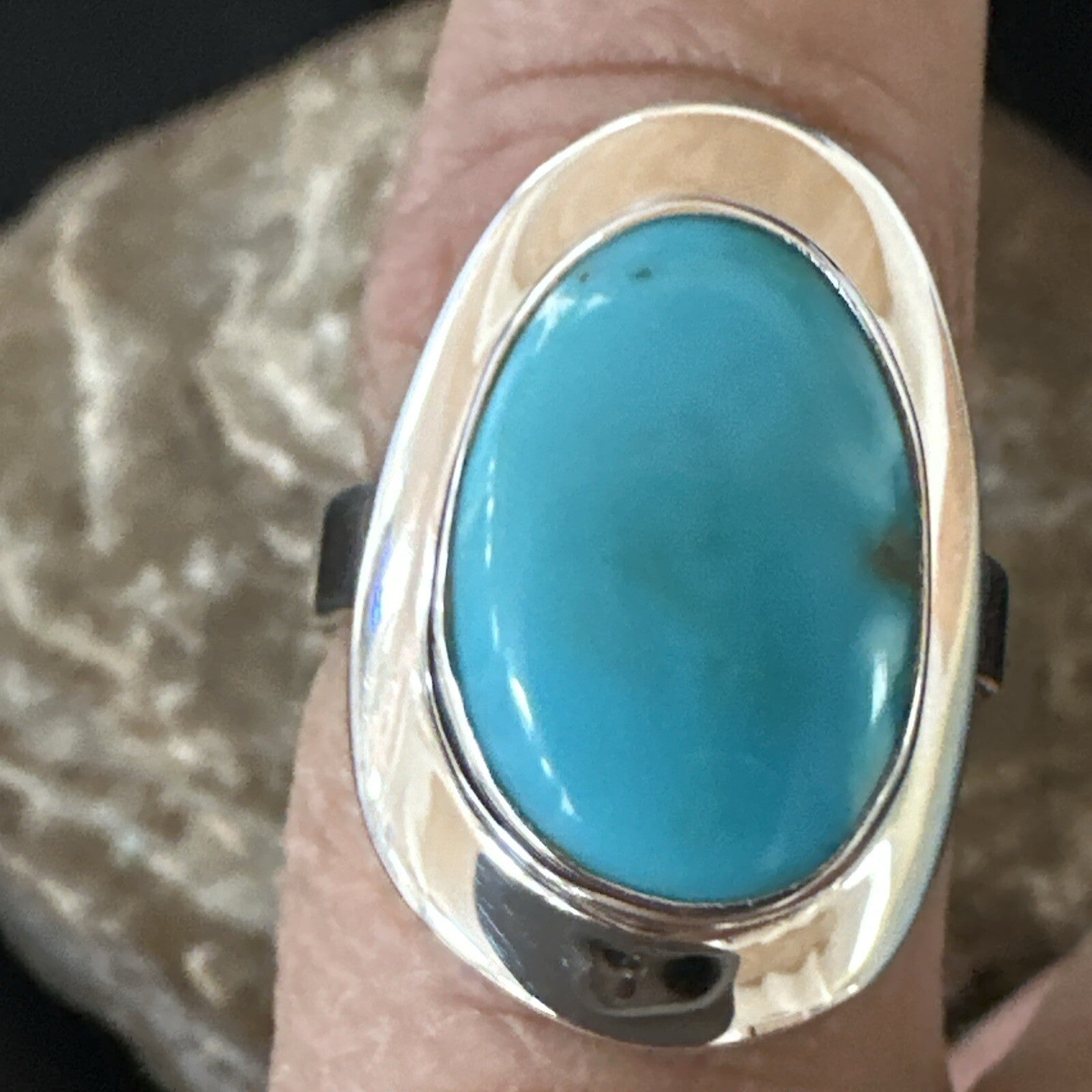 Southwestern Sterling Silver Blue Kingman Turquoise Ring Size 7 18509