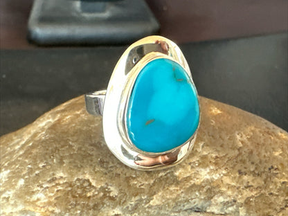 WoMens Sterling Silver Blue Kingman Turquoise Ring Size 7 17681