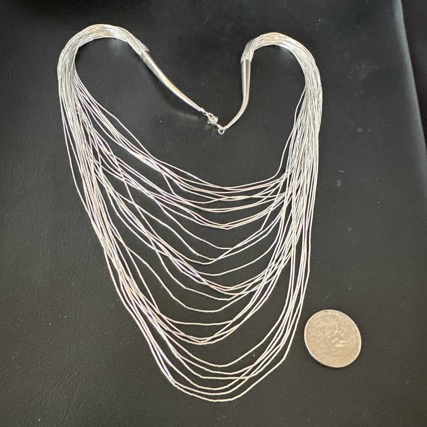 Graduated Bib Heishi Liquid All Sterling Silver 30S Necklace 24" 17243