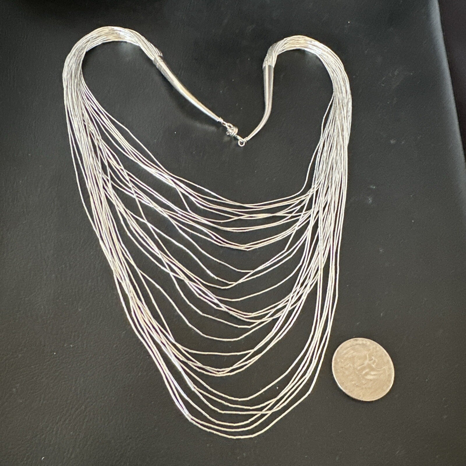 Graduated Bib Heishi Liquid All Sterling Silver 30S Necklace 24" 17243