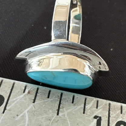 Blue Turquoise Spiny Oyster Southwestern Sterling Silver Ring Size 10 18531