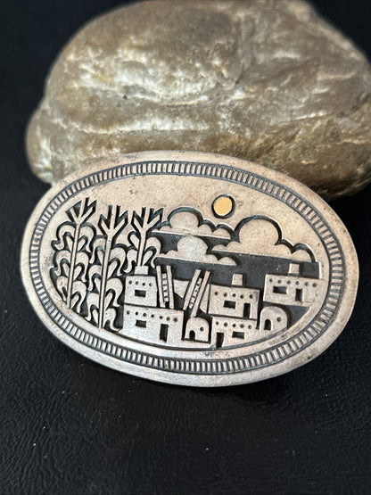 Pueblo Cutout Authentic Sterling Silver Concho Belt Buckle 14799