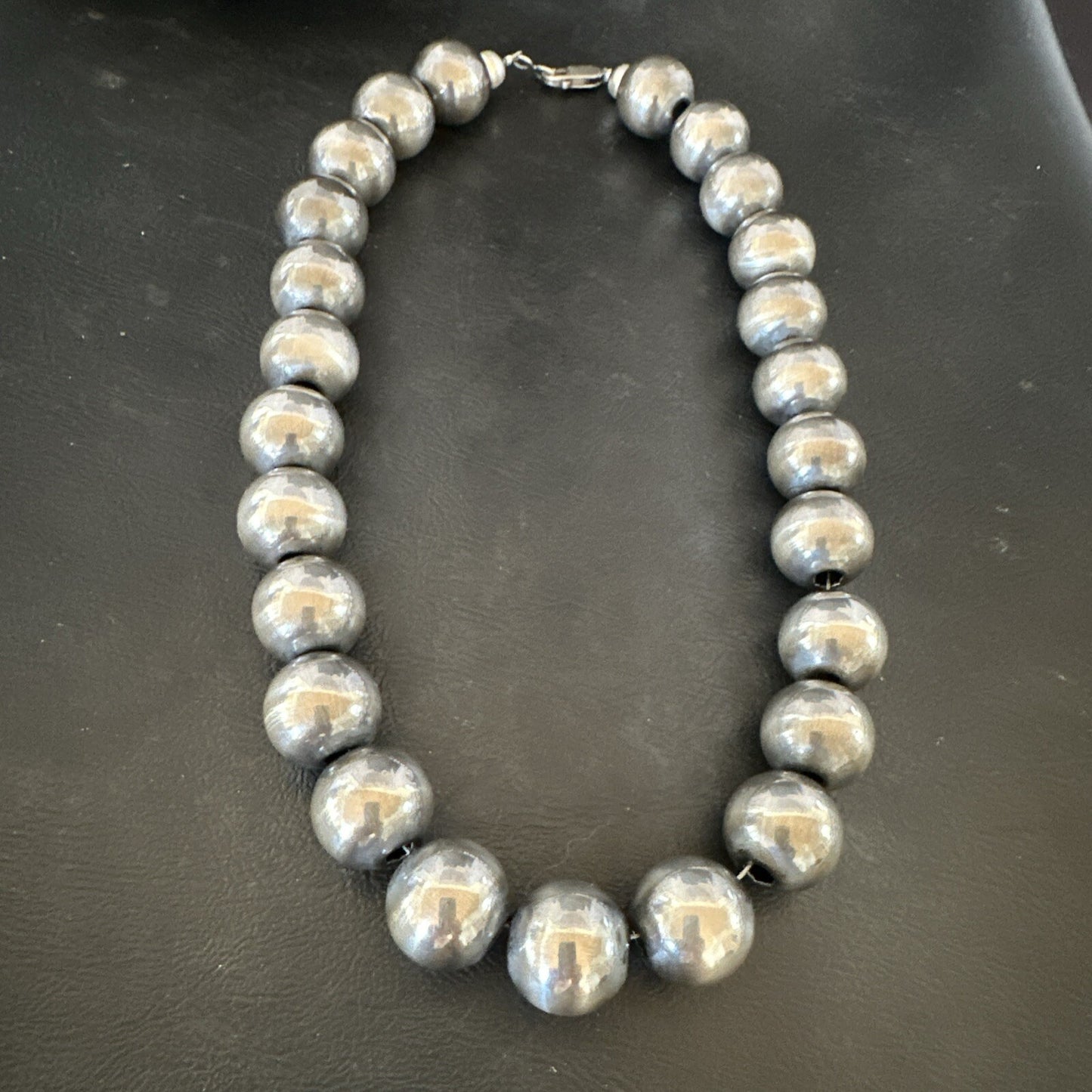 XL Round 18mm Sterling Silver Beads 20” Single Strand Necklace