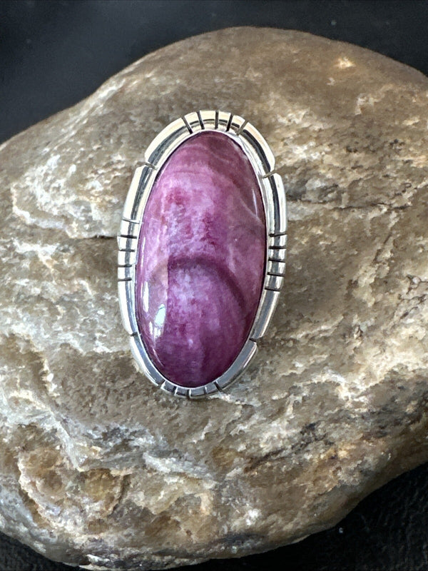 Women's Purple Spiny Oyster Navajo Ring Size 6.5 | Sterling Silver | Authentic Native American Handmade | 18582