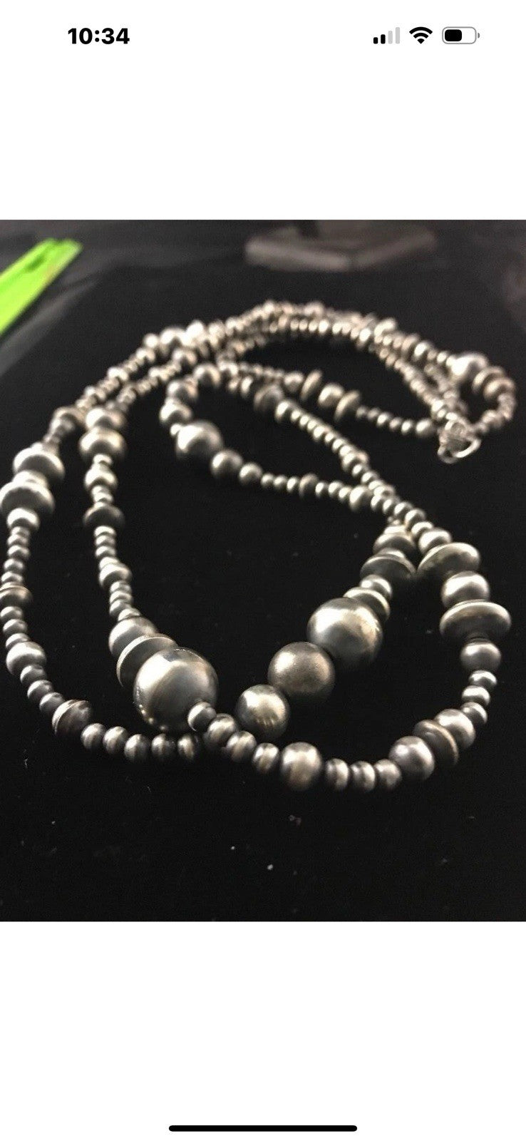 48” Long Navajo Pearls Mixed Bead Sterling Silver Necklace