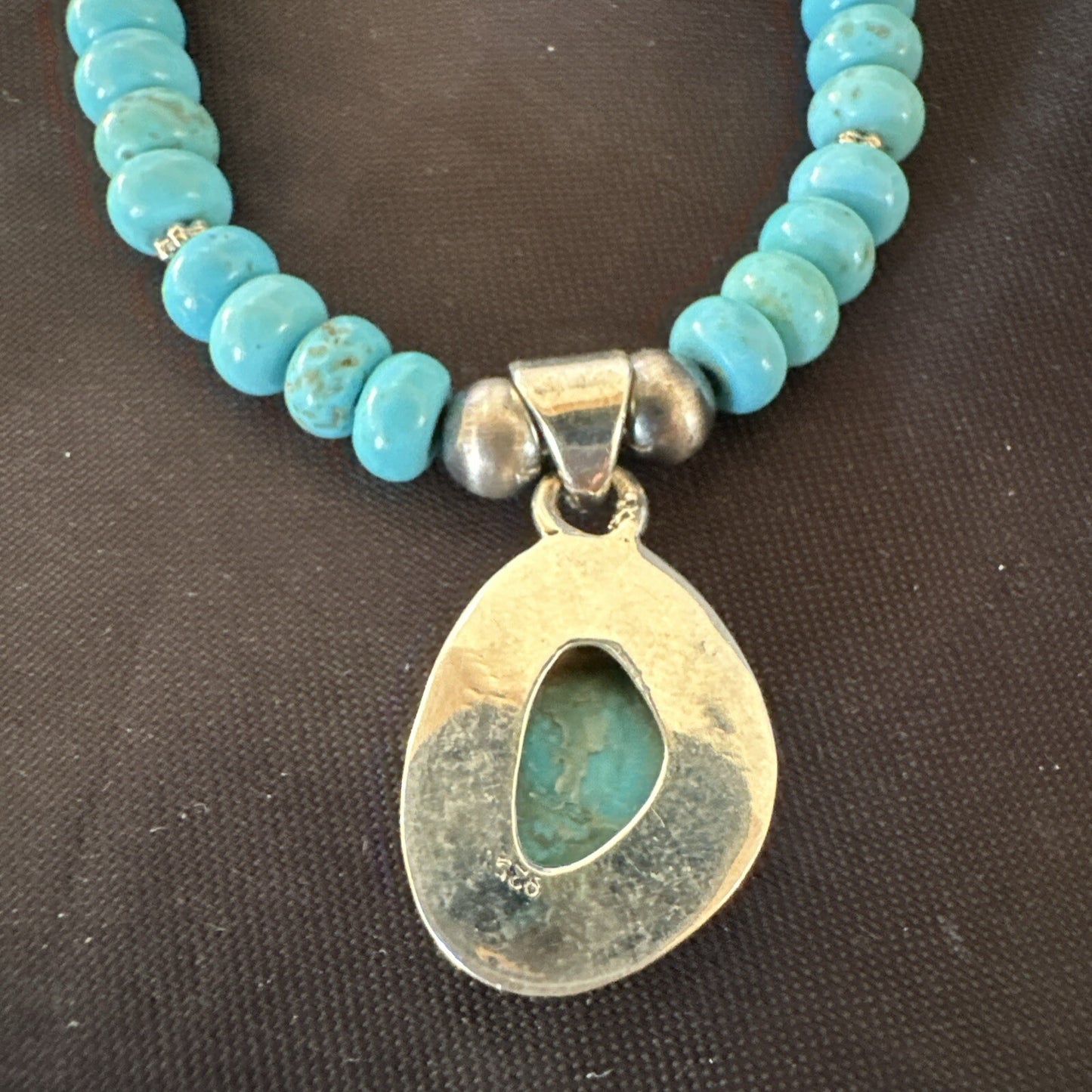 WoMens Blue Kingman Turquoise Pendant Navajo Sterling Silver Necklace 21" 18415
