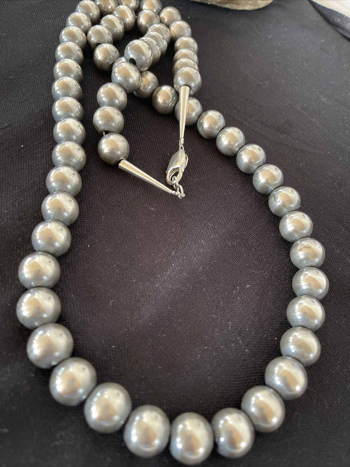 Native American 14mm Sterling Silver Navajo Pearls 30” Single-Strand Necklace