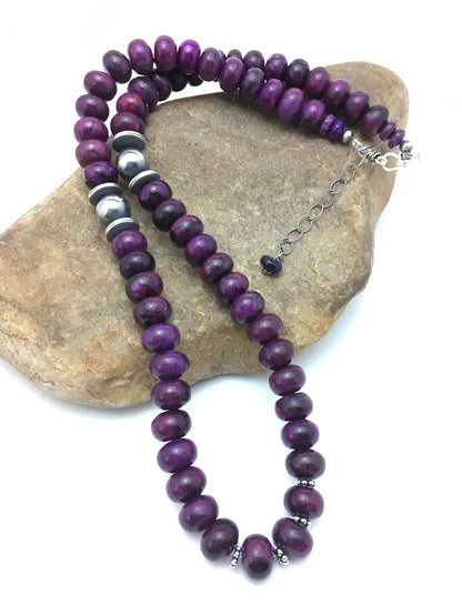 Stone Bead Navajo Sterling Silver Necklace 23” 18143