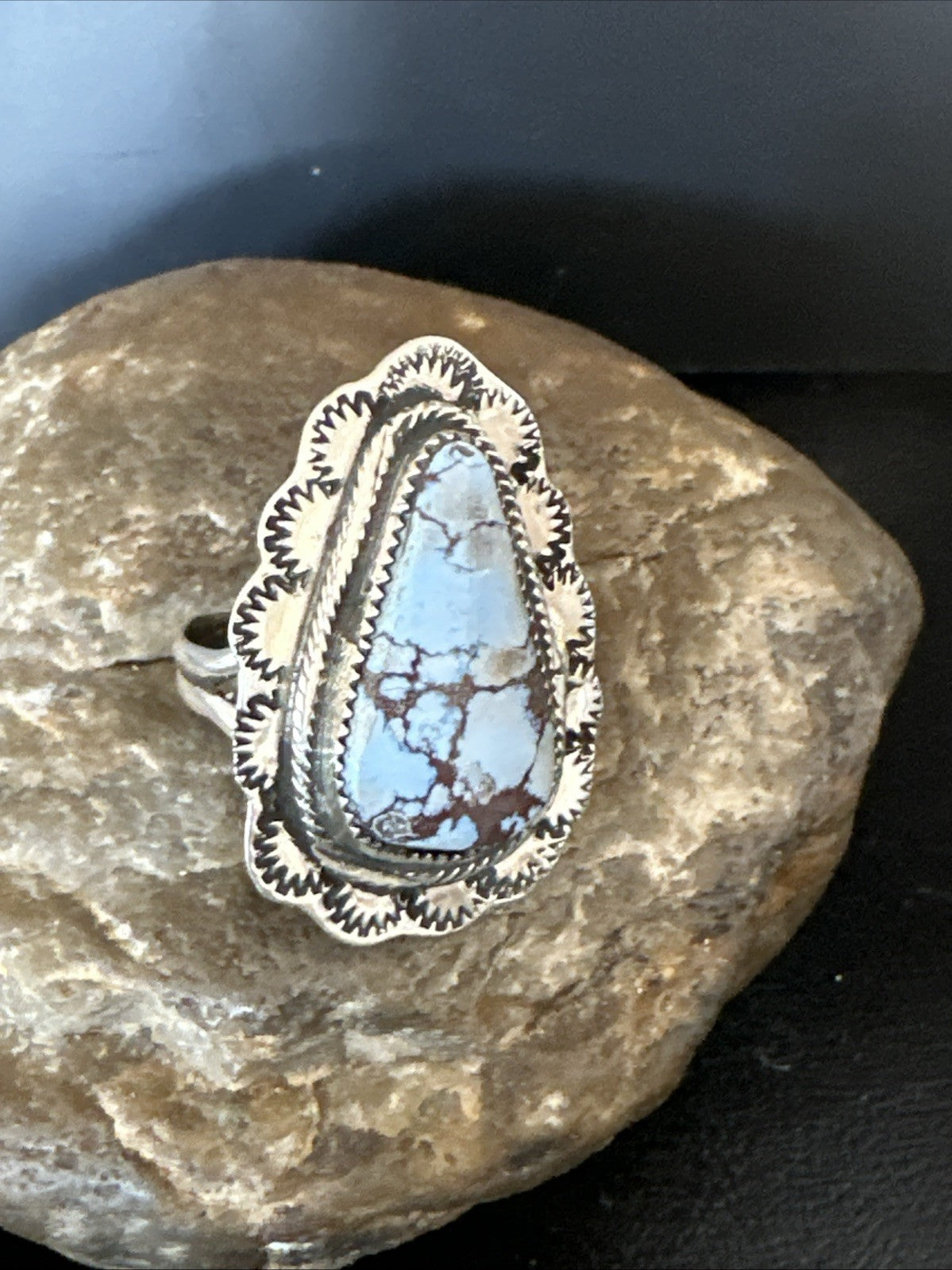 Blue Golden Hill Turquoise Navajo Sterling Silver Ring Size 11 19822
