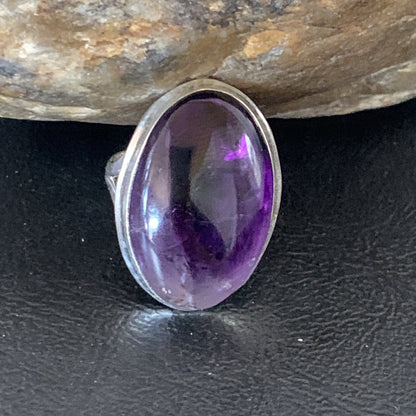 Purple Amethyst Navajo Sterling Silver Ring Size 8.5 12940