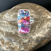 Blue Turquoise Spiny Oyster Southwestern Ring Size 9 | Sterling Silver | Authentic Native American Handmade | 18541