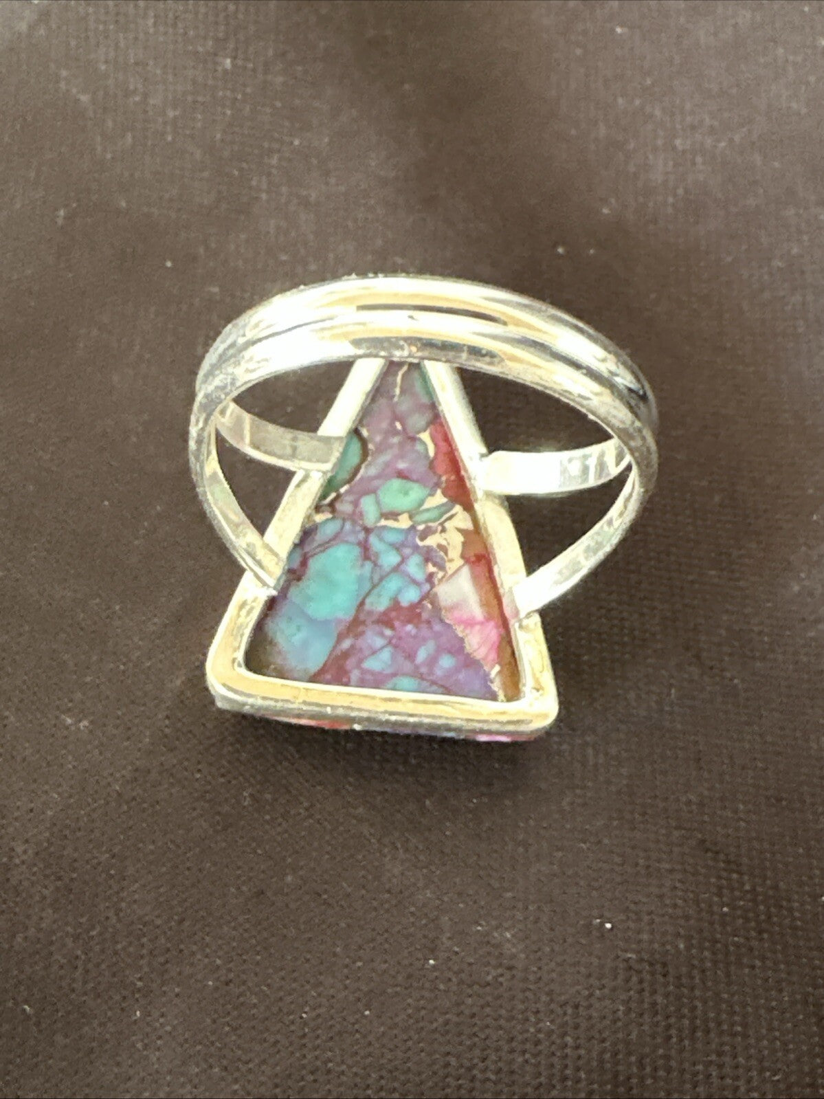 Blue Turquoise Spiny Oyster Southwestern Sterling Silver Ring Size 9 18544