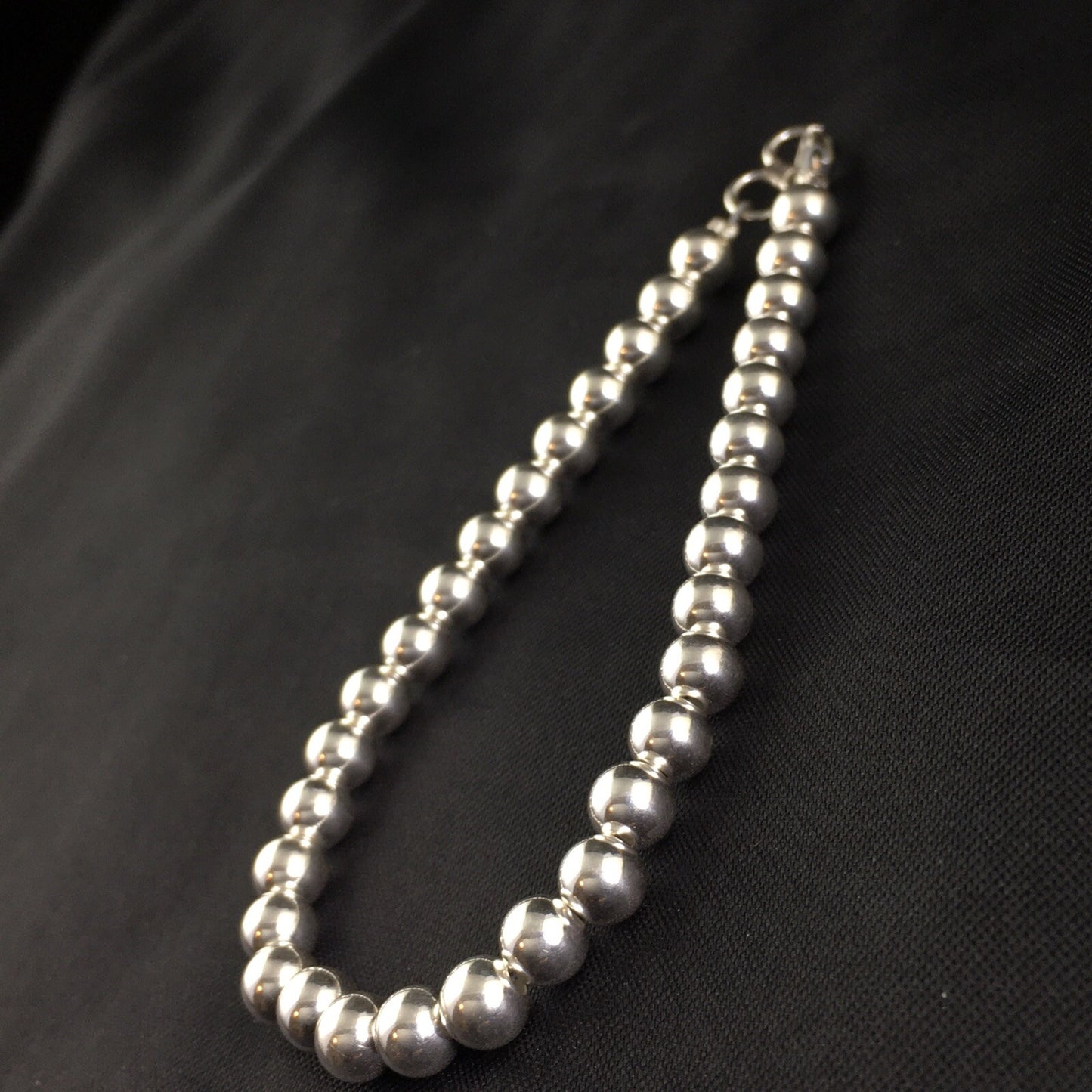Native American Navajo 7.75” Sterling Silver Beads Bracelet 90108