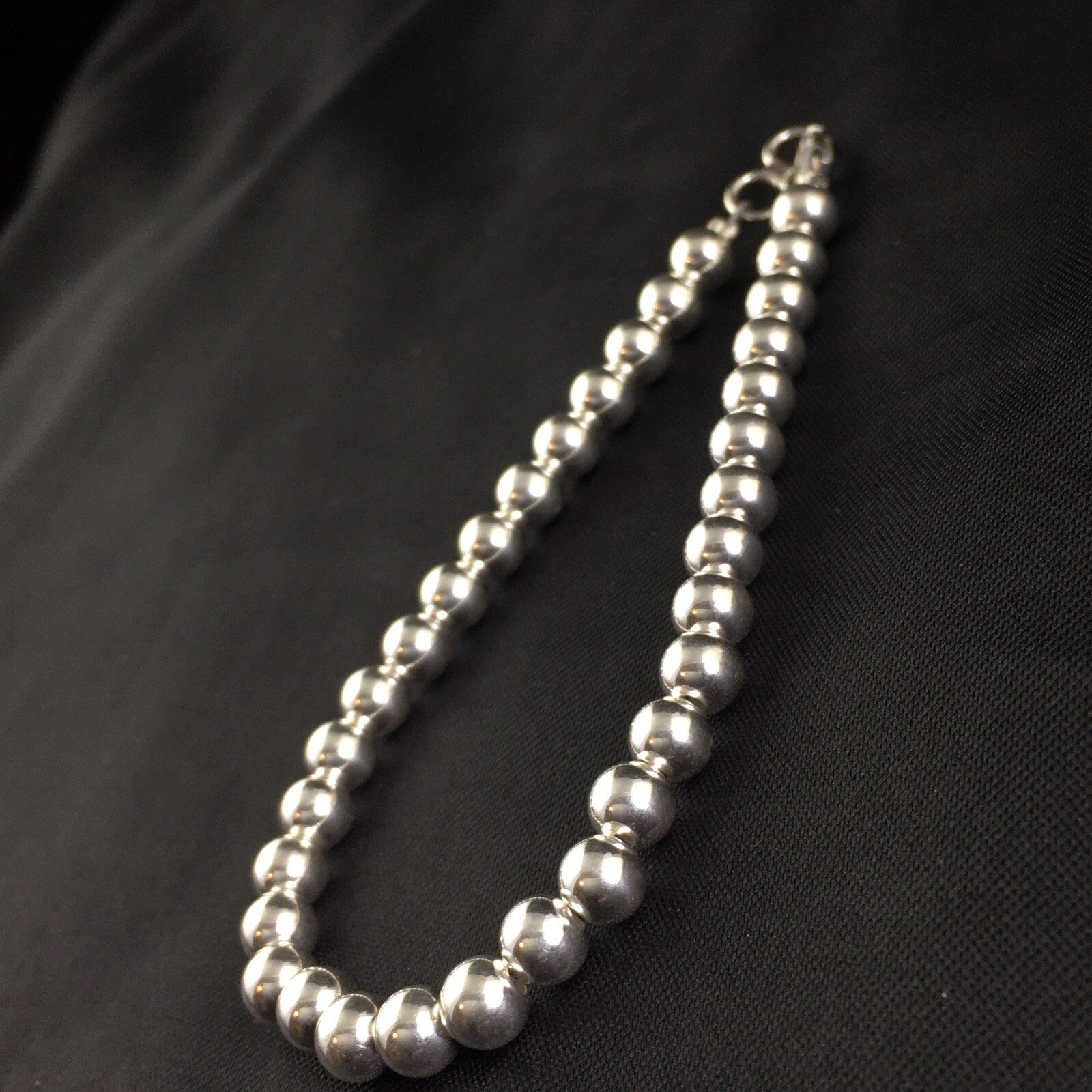 Native American Navajo 7.75” Sterling Silver Beads Bracelet 90108