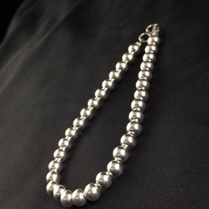 Native American Navajo 7.75” Sterling Silver Beads Bracelet 90108