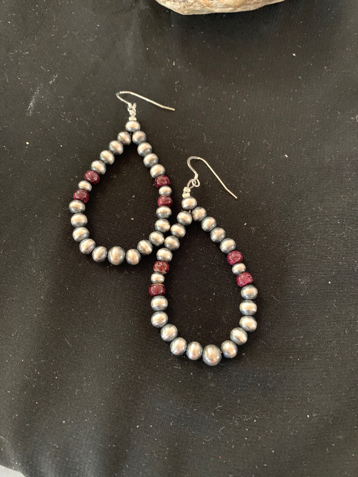 Native Purple Spiny Oyster Sterling Silver Beads Navajo Earrings 3248