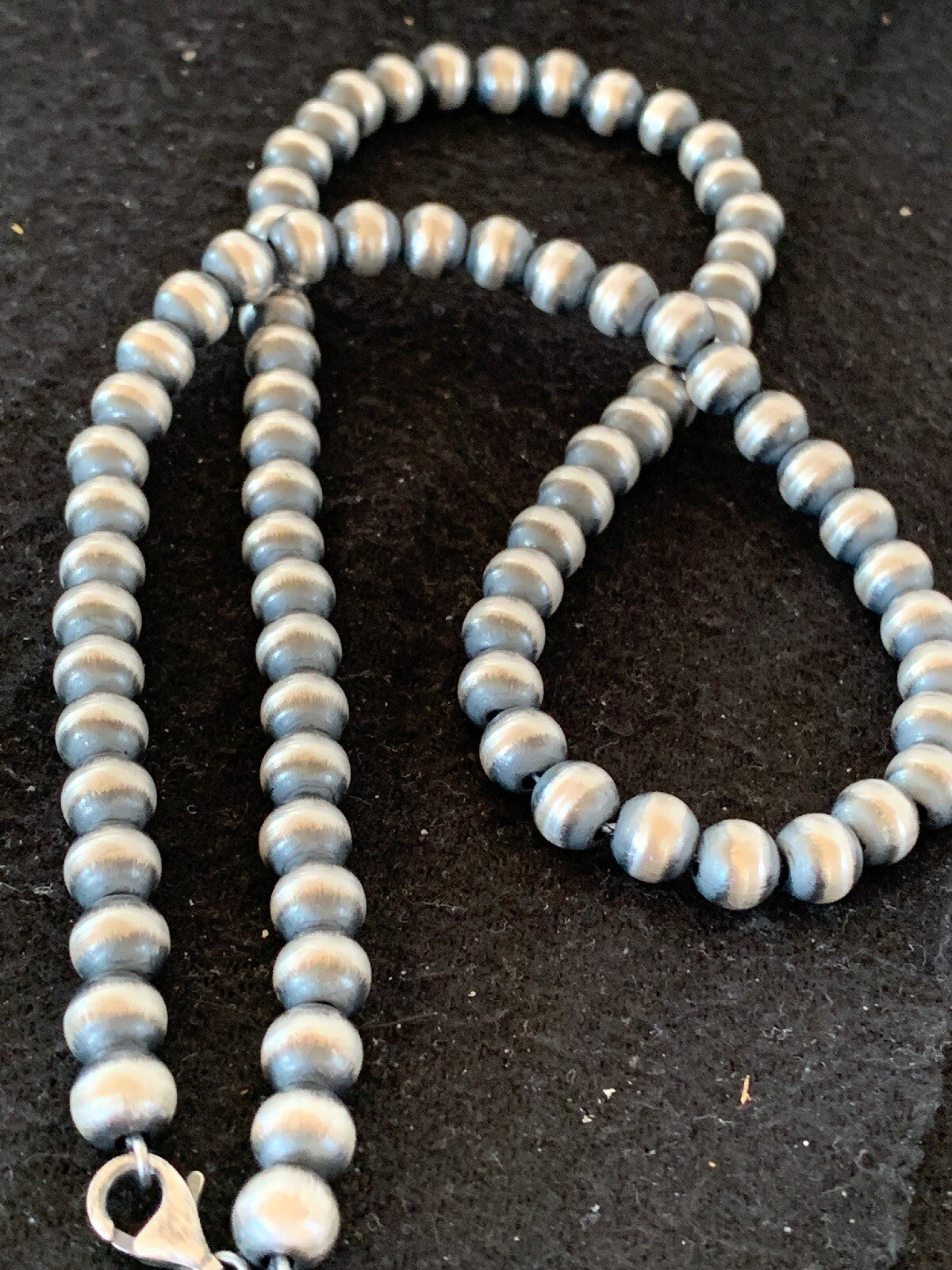 Native American 8mm Sterling Silver Navajo Pearls 23" Single Strand Necklace