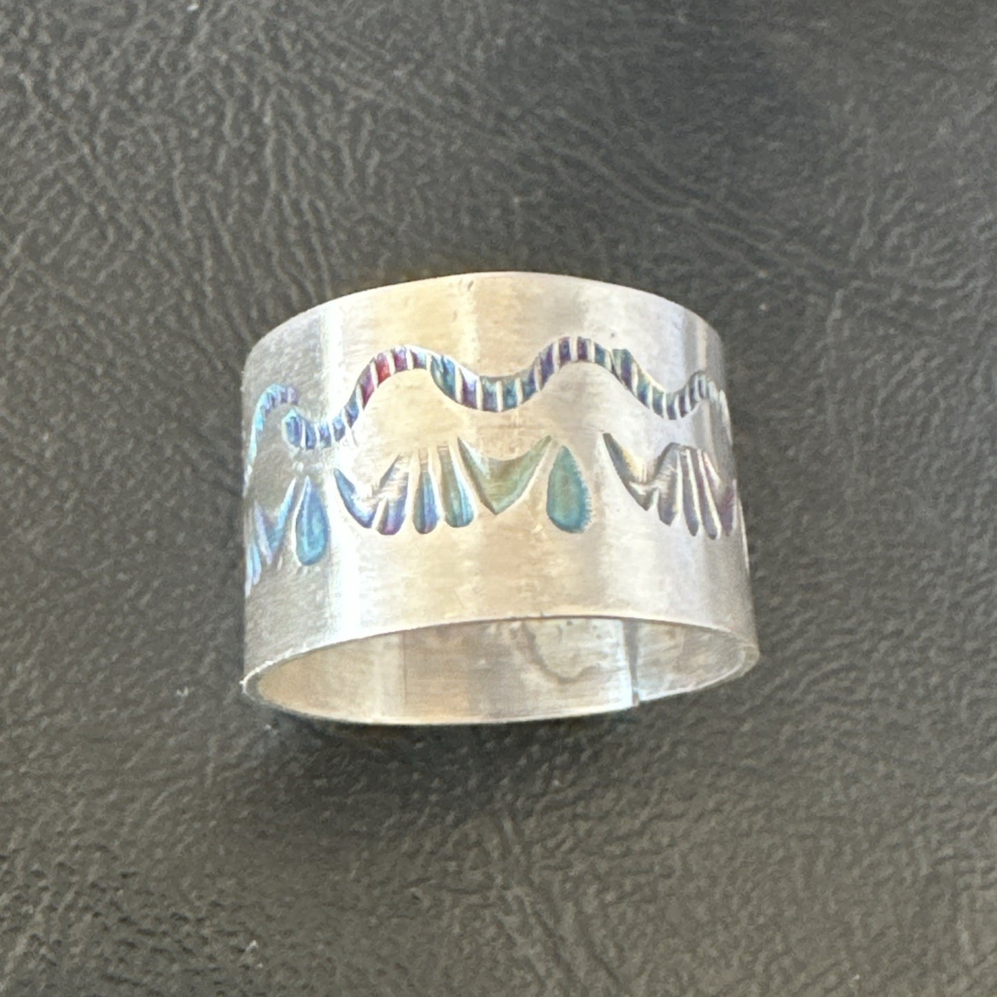 Mens Wedding Wide Band Navajo Stamped Sterling Silver Ring Size 14 19066