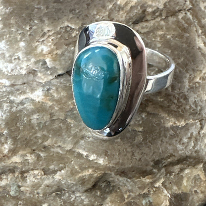 WoMens Sterling Silver Blue Kingman Turquoise Ring Size 8.5 17728