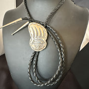 Hopi Men's BearPaw Bolo tie 2" | Sterling Silver | Authentic Native American Handmade | 19162