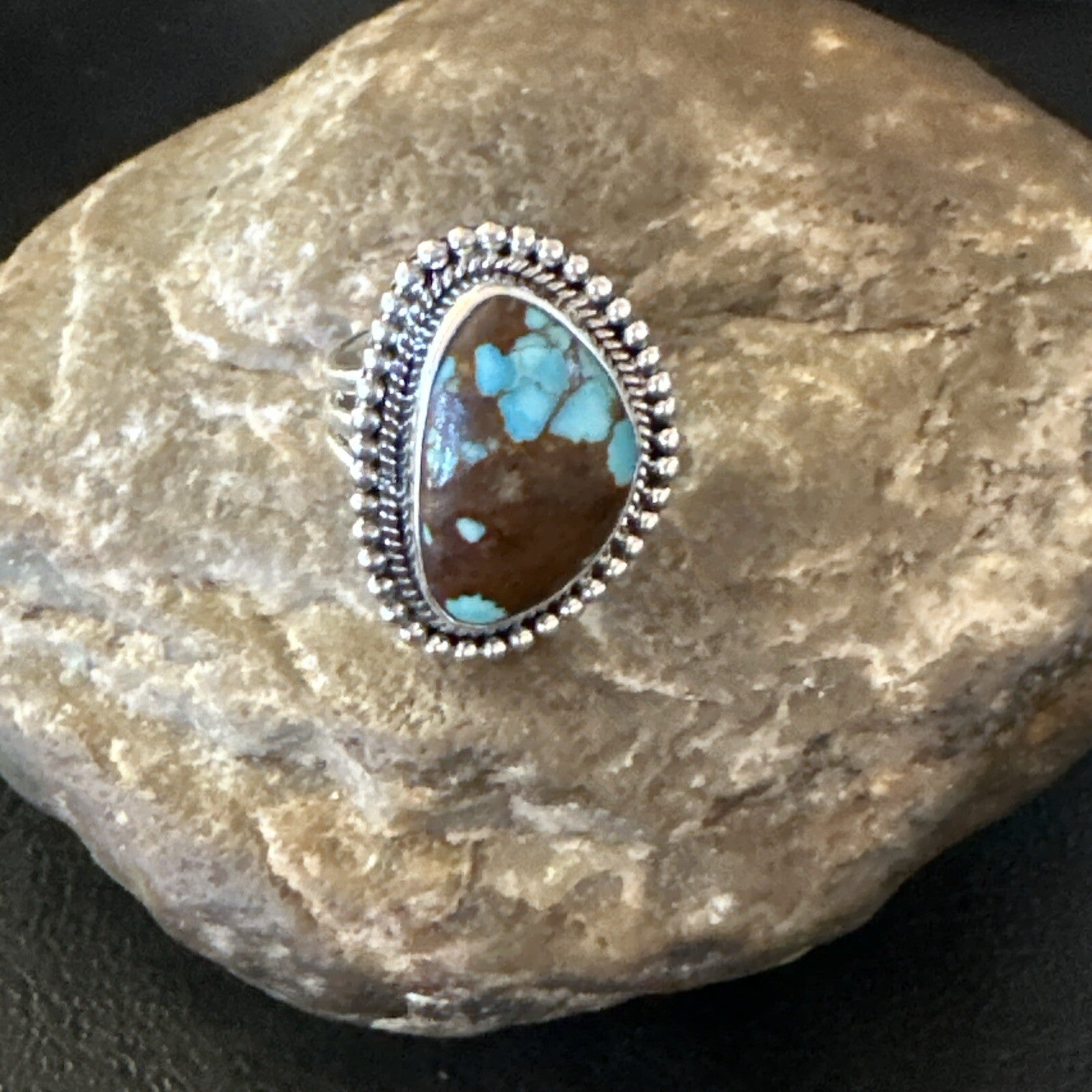 Blue Turquoise #8 Navajo Sterling Silver  Ring Size 6 18826