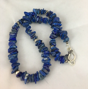 Men's Blue Lapis Lazuli Navajo Pearls Necklace | Sterling Silver | Authentic Native American Handmade | 08066