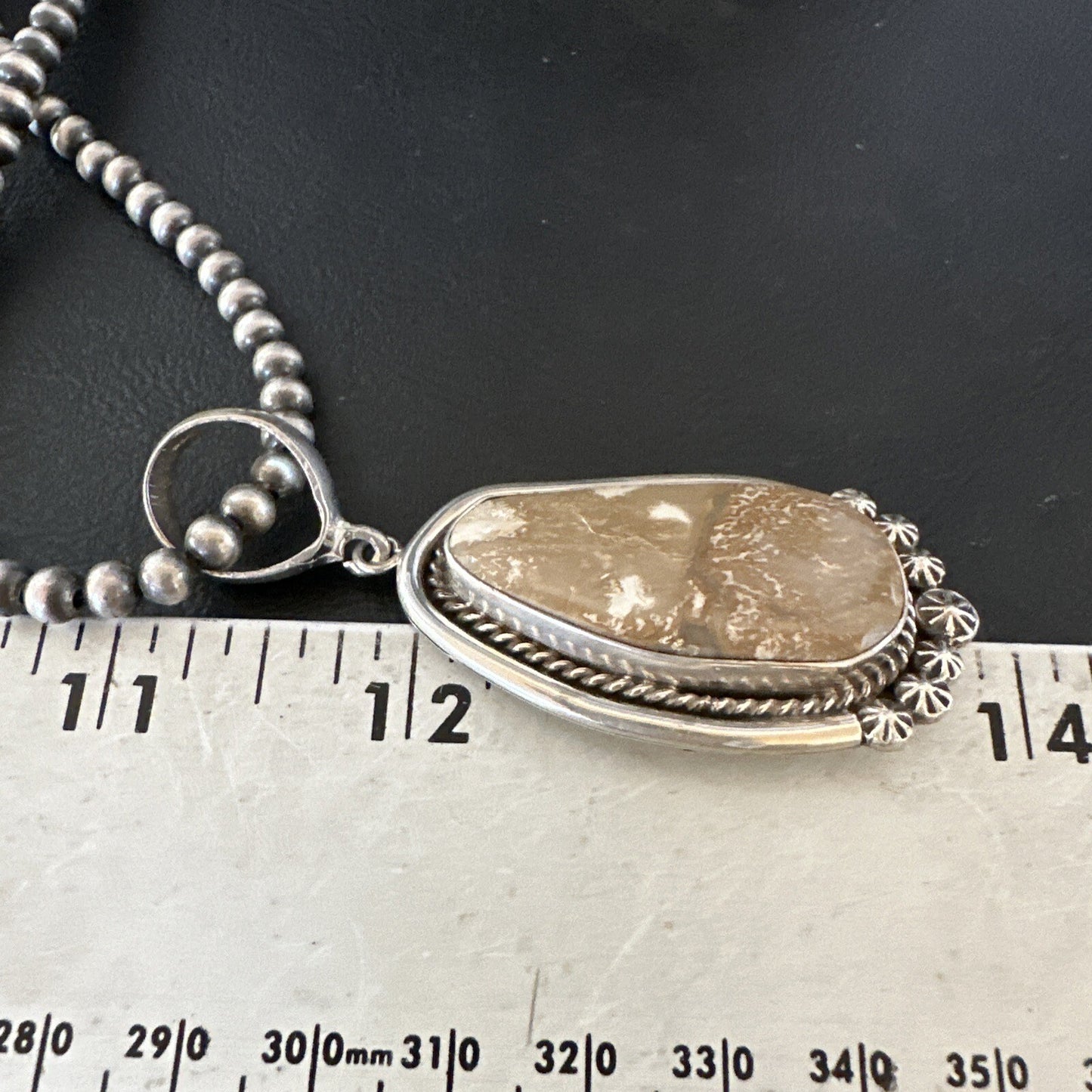 Wild Horse Turquoise Pendant Navajo Sterling Silver Necklace 17046