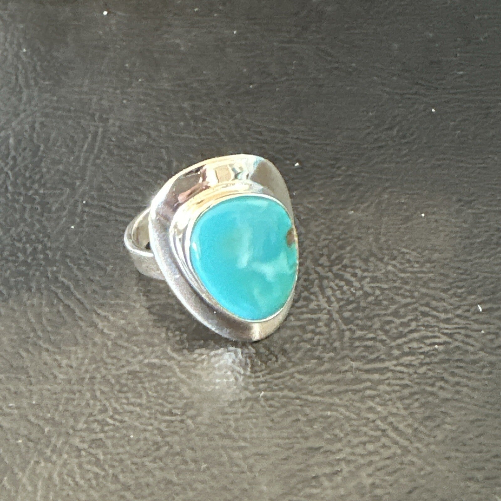 Southwestern Sterling Silver Blue Kingman Turquoise Ring Size 8 18516