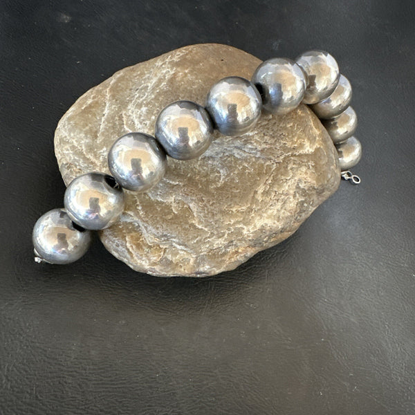 18mm Round Beads 7.5"Beads Bracelet | Sterling Silver | Authentic Native American Handmade | 91807
