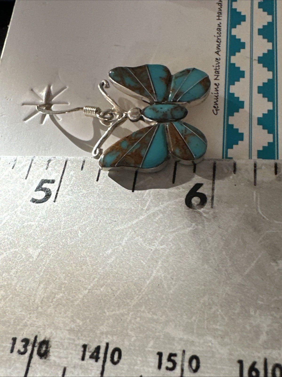 Butterfly Multicolor Turquoise#8 Inlay Sterling Silver Earrings 19818