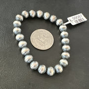 Navajo 8mm Beads 7"Stretch Bracelet | Sterling Silver | Authentic Native American Handmade | 99087